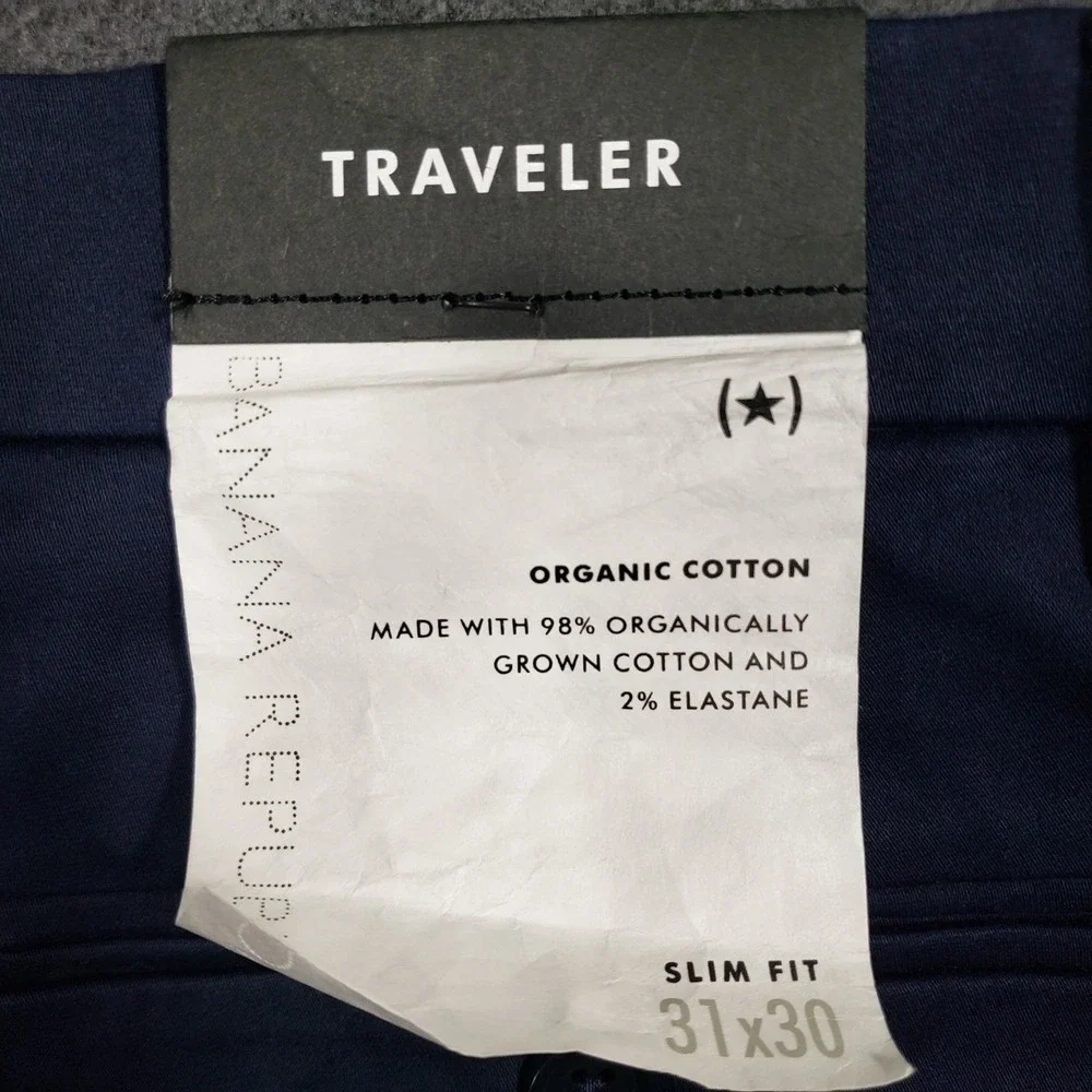 Banana Republic Traveler Chino Pant Men 31X30 Navy Blue Slim Stretch Flex Travel